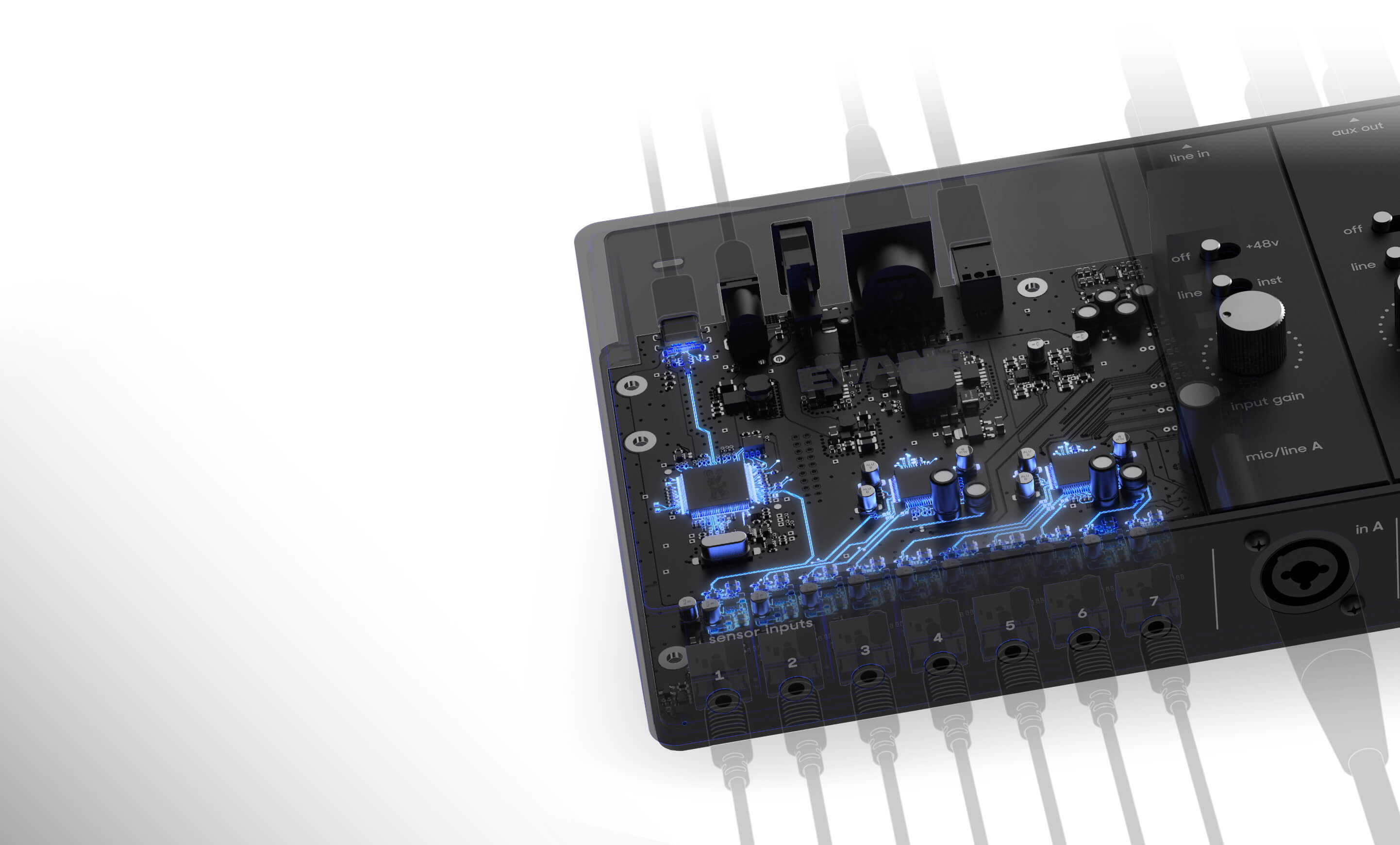 Closeup of audio interface