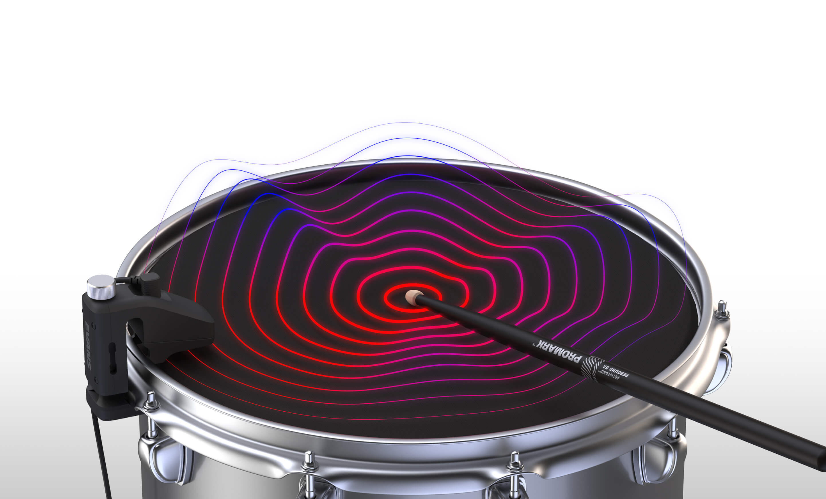 Drumstick hitting drumhead