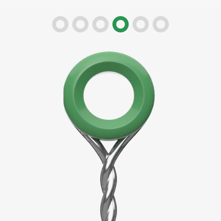 Green guitar string ball end, G string, 3RD position