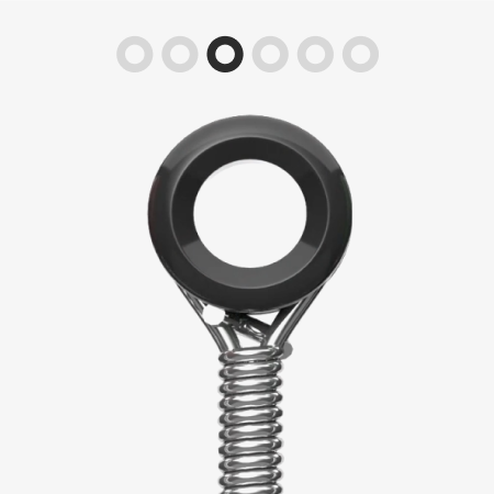 Black guitar string ball end, D string, 4th position