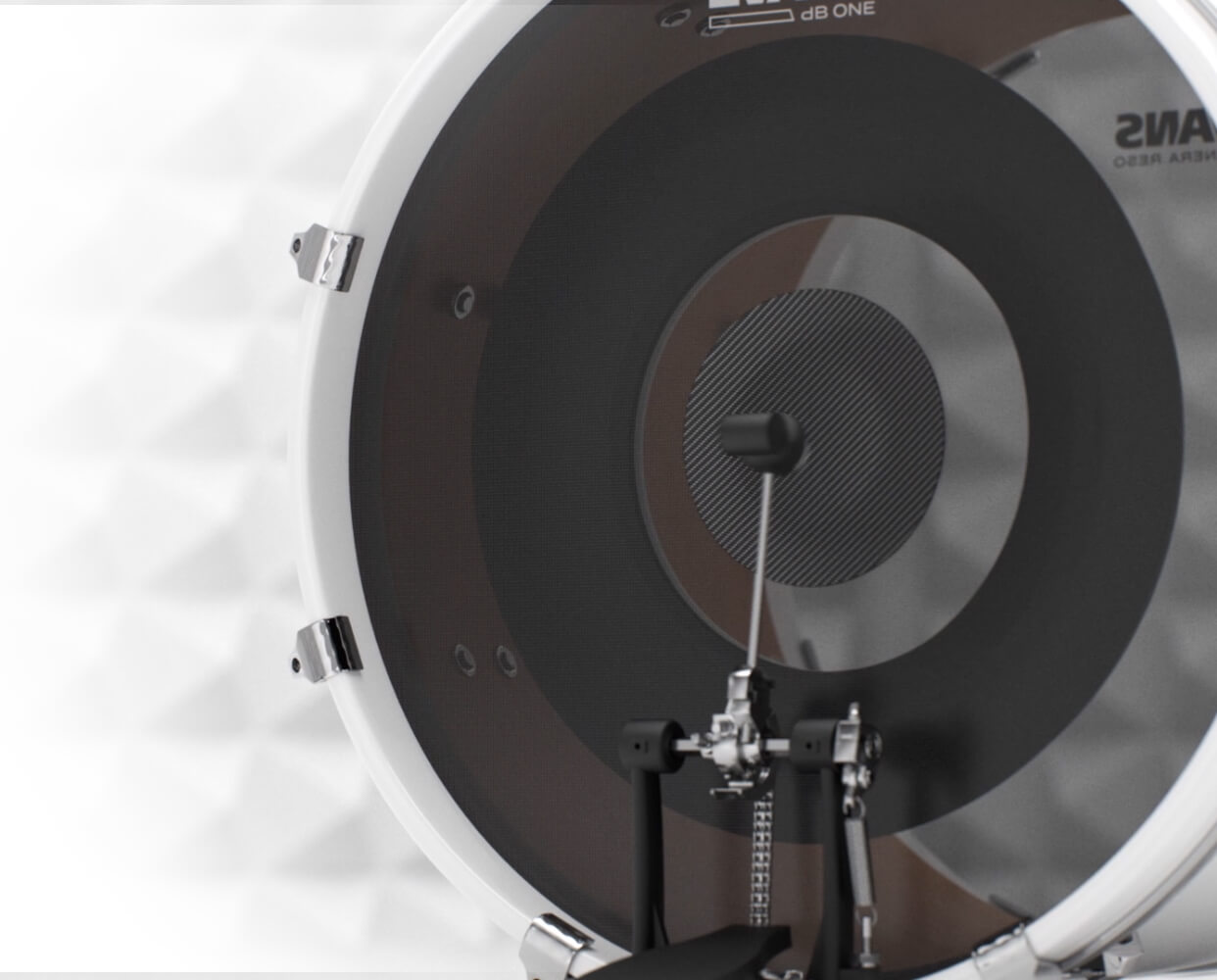 Closeup of dB One Bass Drumhead