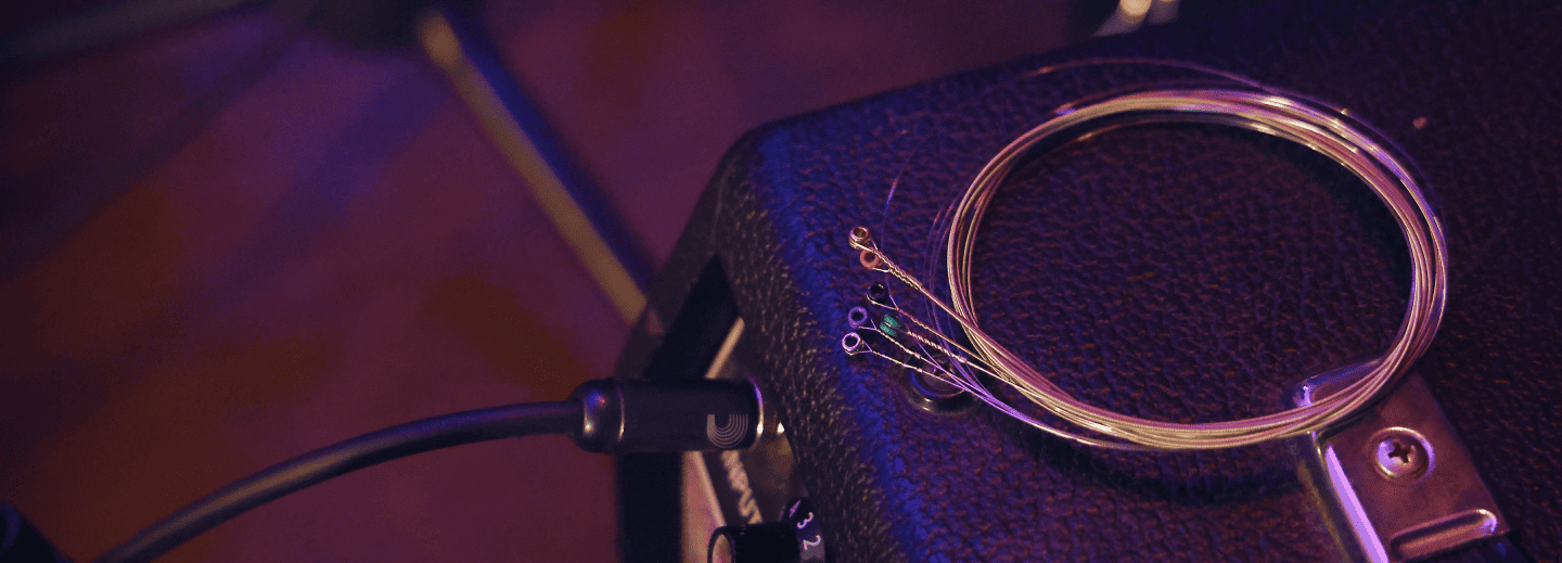 Guitar strings on a amp