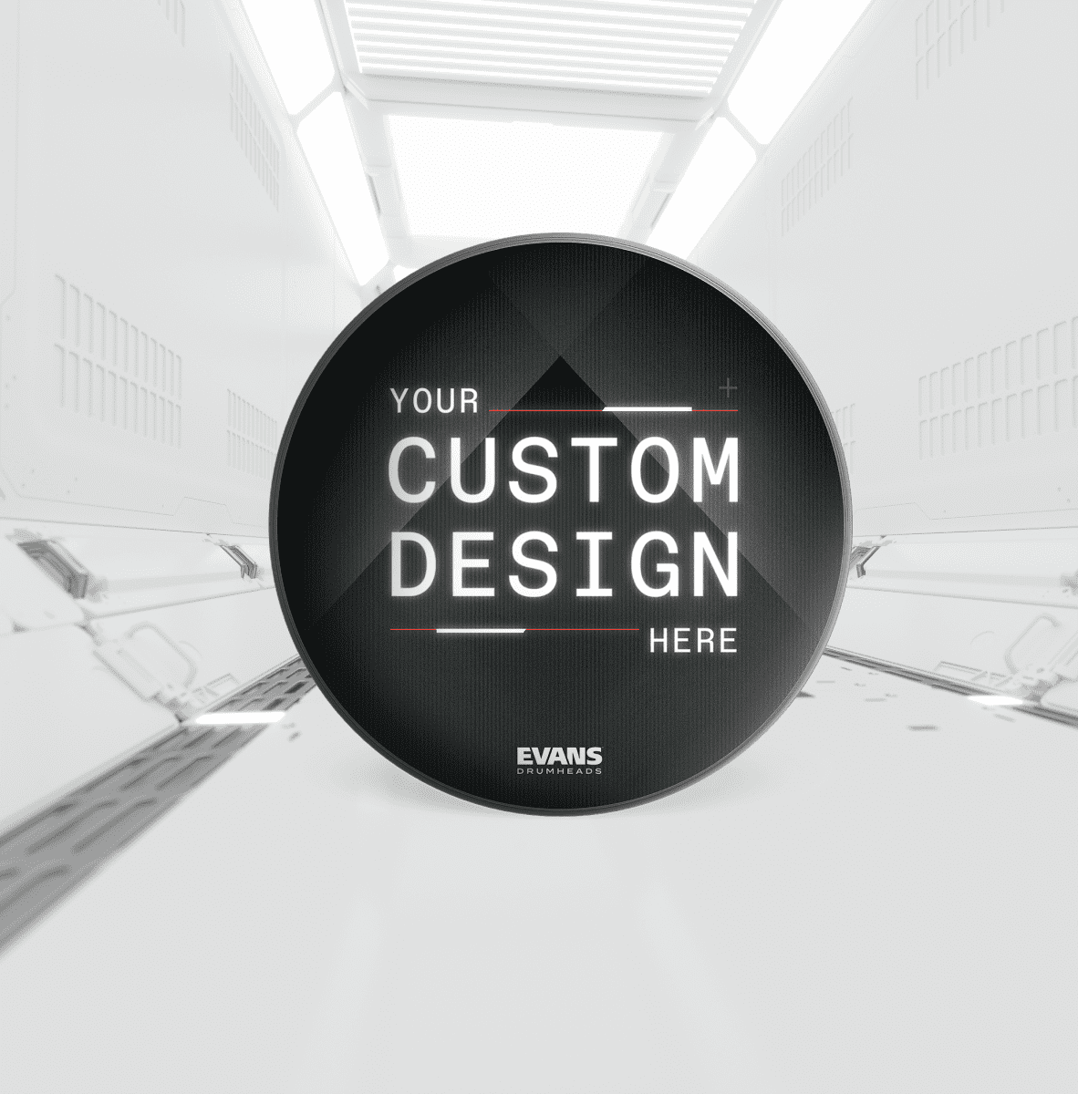 "Your custom design here" on drumhead