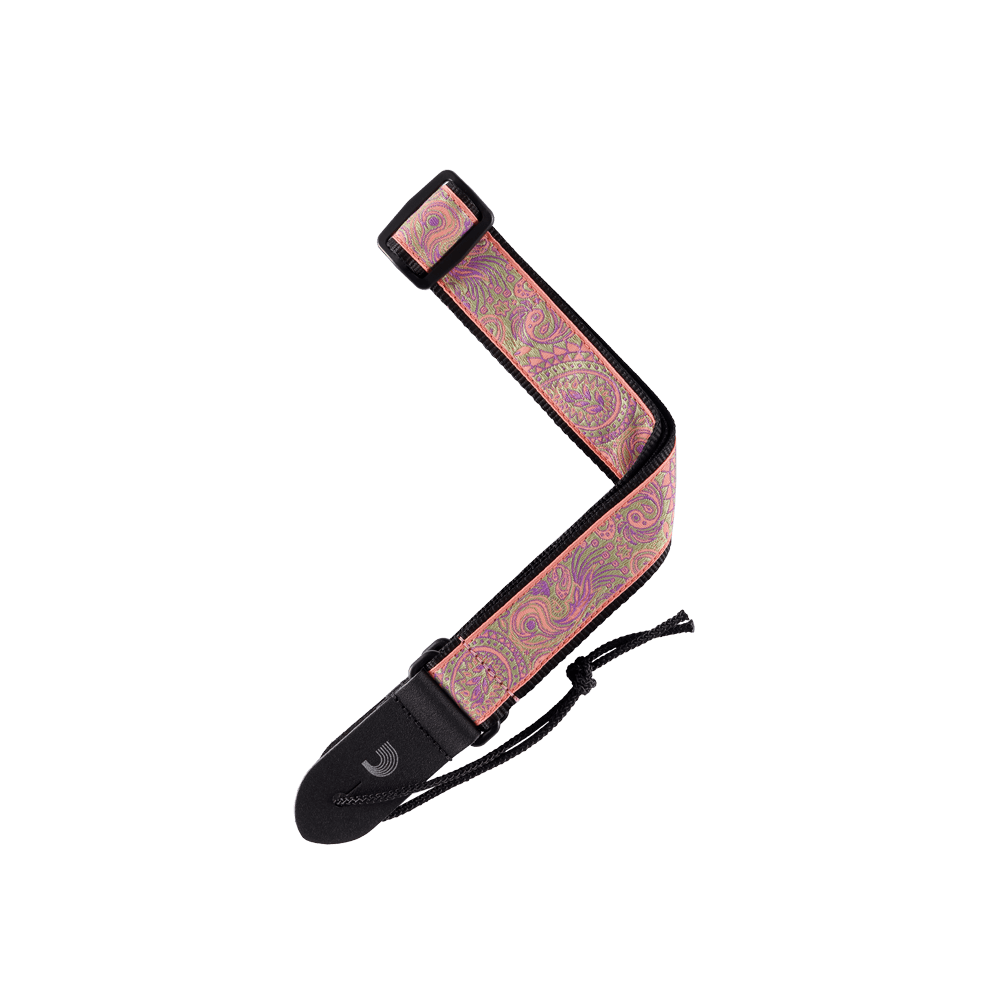 D'Addario Jacquard Ukulele Straps, Paisley Pink/Green