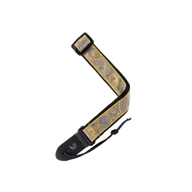 Jacquard Ukulele Straps, Paisley Yellow/Purple