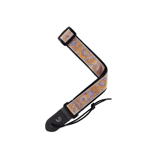 Jacquard Ukulele Straps, Paisley Grey/Orange 