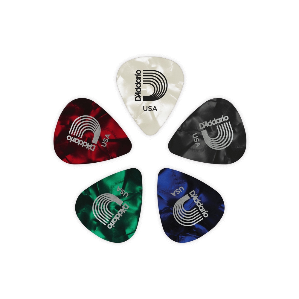 D'Addario Assorted Pearl Celluloid Guitar Picks, 10 pack, Medium