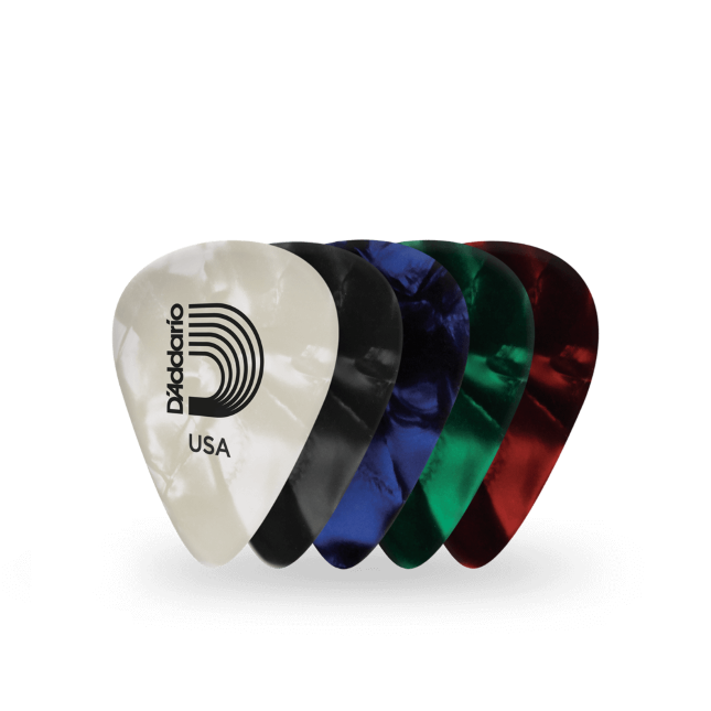 D&#39;Addario Assorted Pearl Celluloid Guitar Picks, 10 pack, Medium