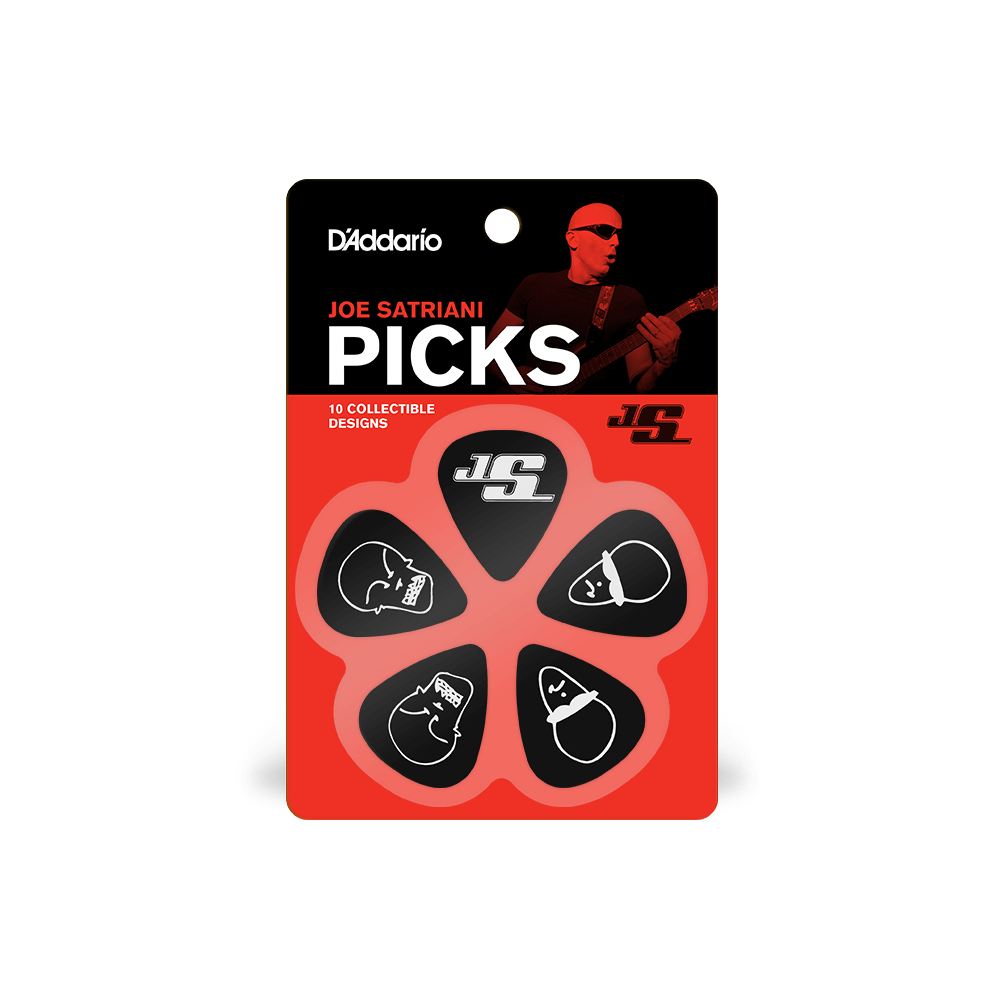 D'Addario Joe Satriani Guitar Picks, Black, 10 Pack, Light