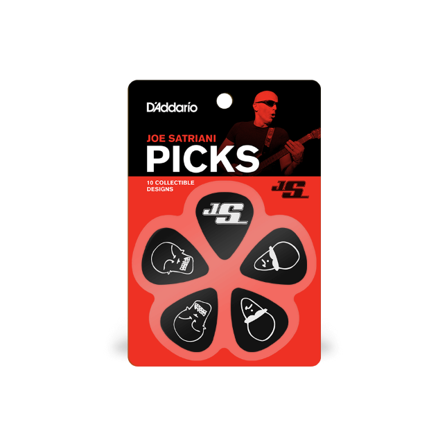 D'Addario Joe Satriani Guitar Picks, Black, 10 Pack, Medium