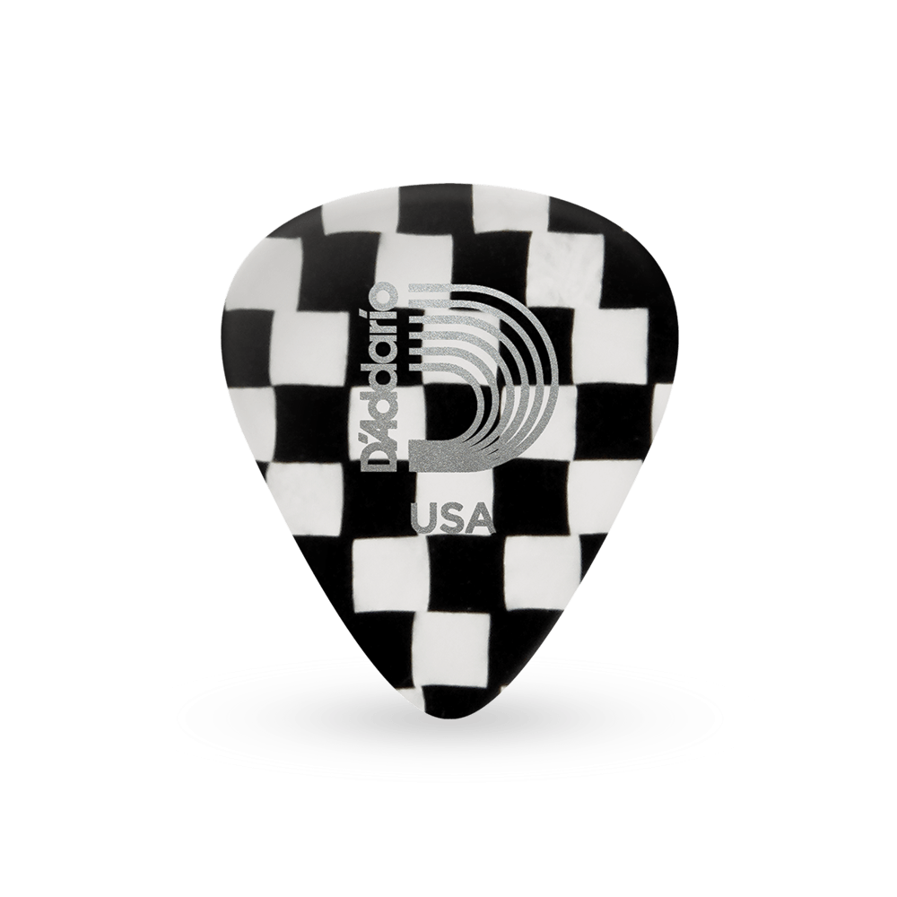 D'Addario Checkerboard Celluloid Guitar Picks 10 pack, Light