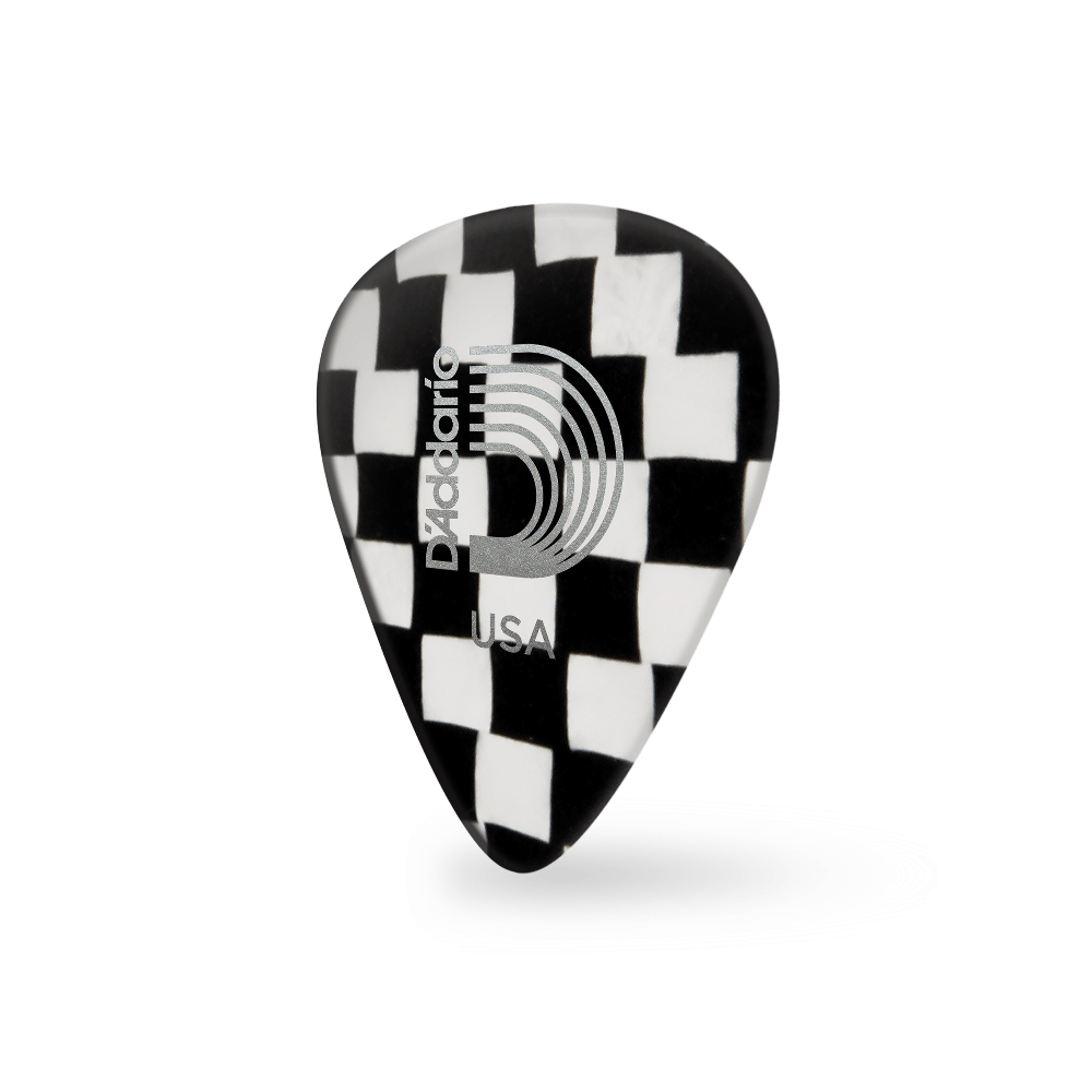 D'Addario Checkerboard Celluloid Guitar Picks 10 pack, Light