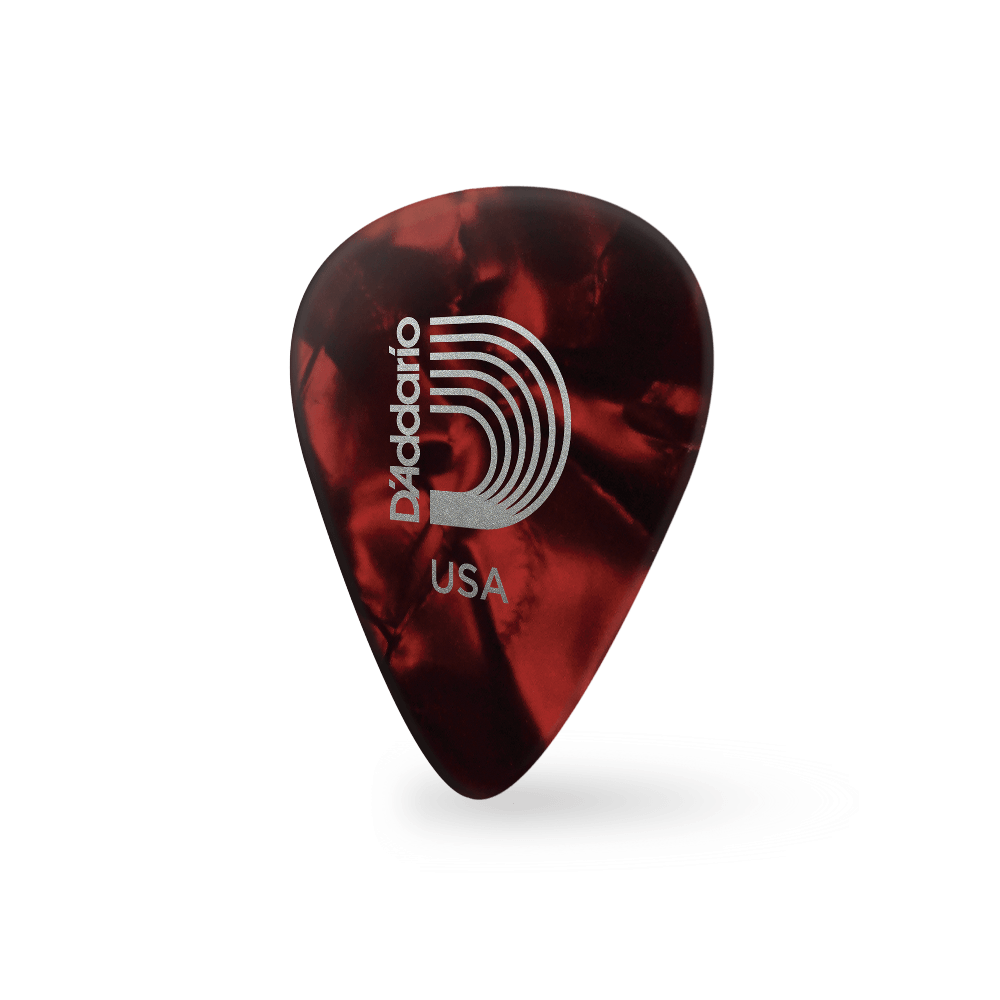 D'Addario Red Pearl Celluloid Guitar Picks, 10 pack, Light