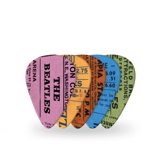 The Beatles 1964 Tour Ticket Stubs Guitar Picks