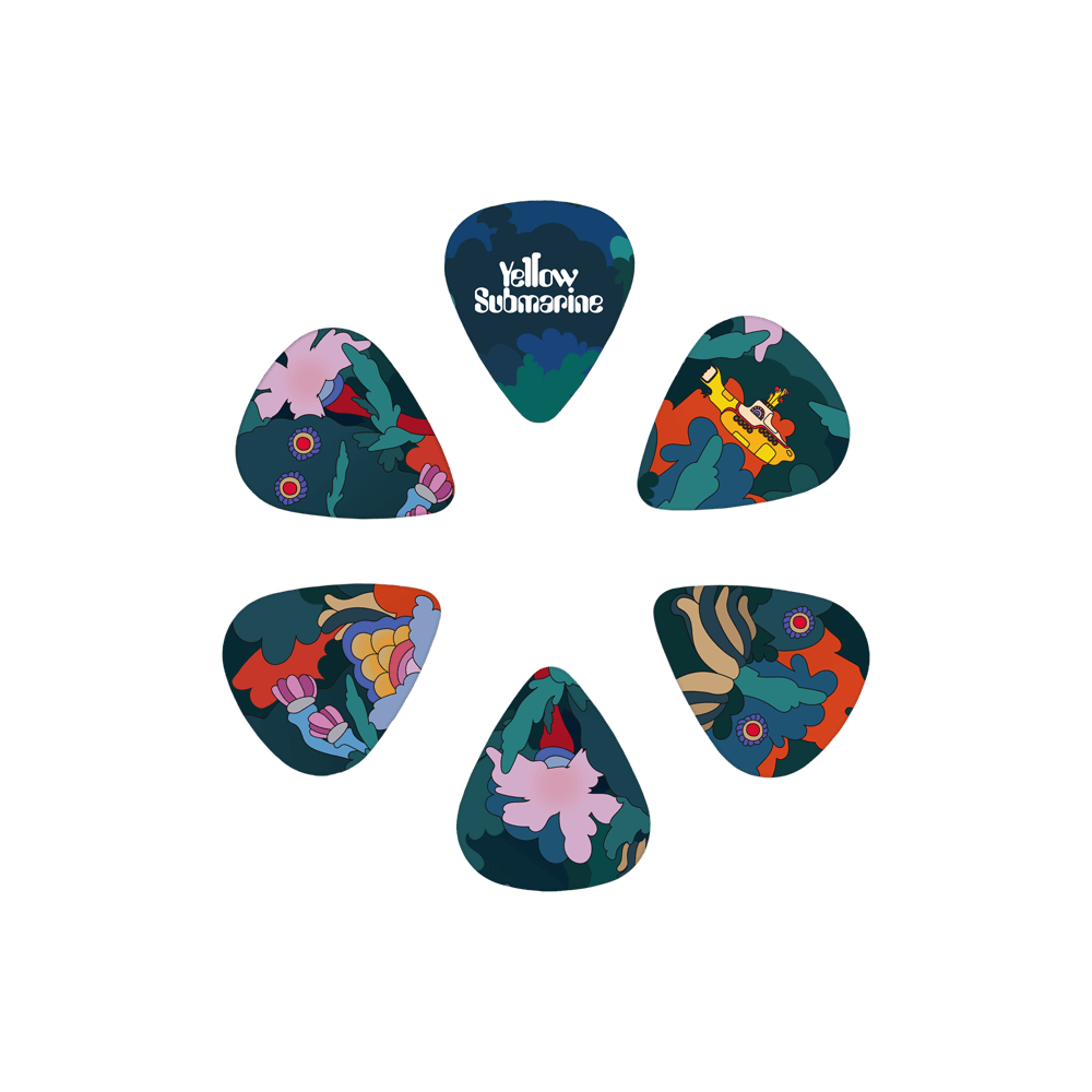 D'Addario Beatles Yellow Submarine 55th Anniversary Guitar Picks, Under the Sea, Medium Gauge (.70mm), 15-Pack