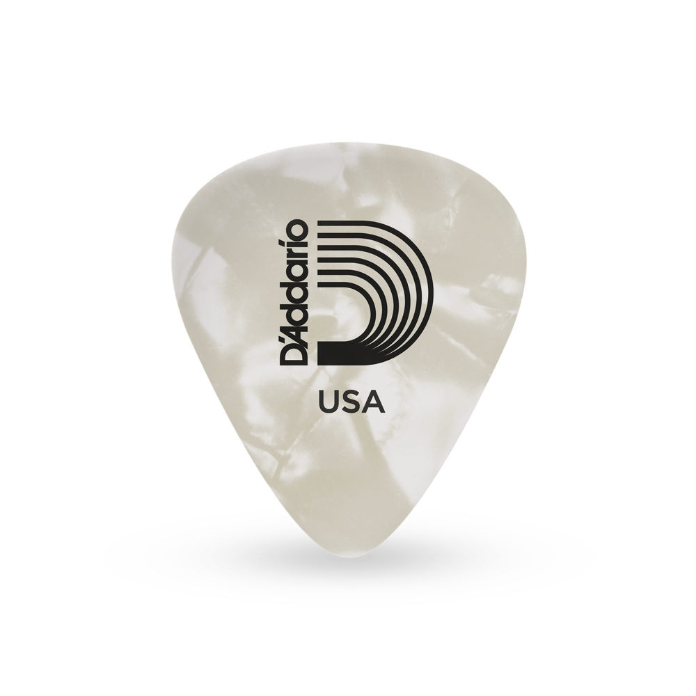 D'Addario White Pearl Celluloid Guitar Picks, 10 pack, Light