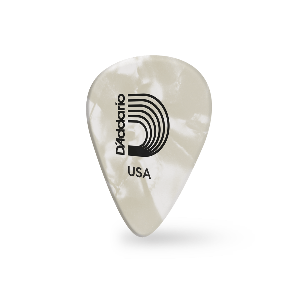 D'Addario White Pearl Celluloid Guitar Picks, 10 pack, Light