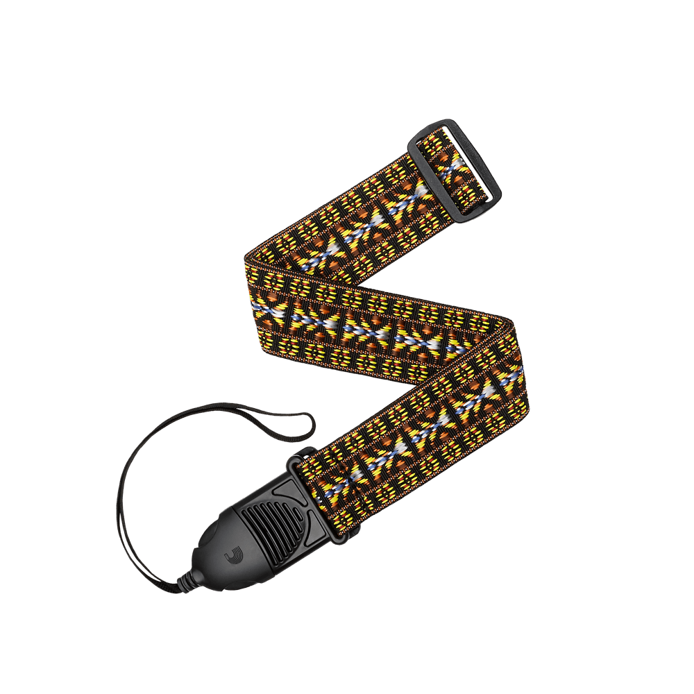D'Addario Acoustic Quick Release Guitar Strap, Hootenanny Yellow & Brown