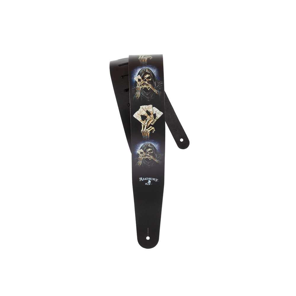 D'Addario Alchemy Leather Guitar Strap, Reapers Ace