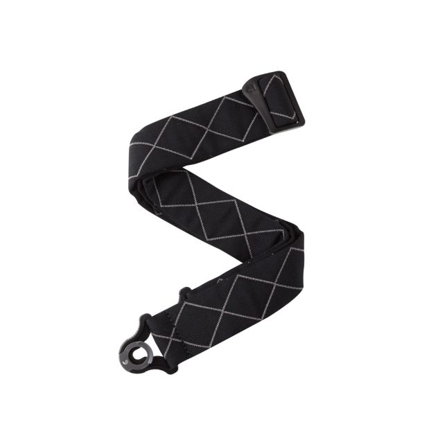 Auto Lock Locking Guitar Strap, Black Padded Diamonds