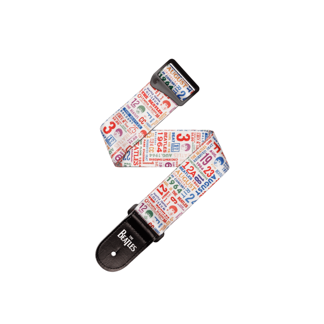 D&#39;Addario Beatles 1964 US Tour Ticket Stubs Guitar Strap, Multi Color