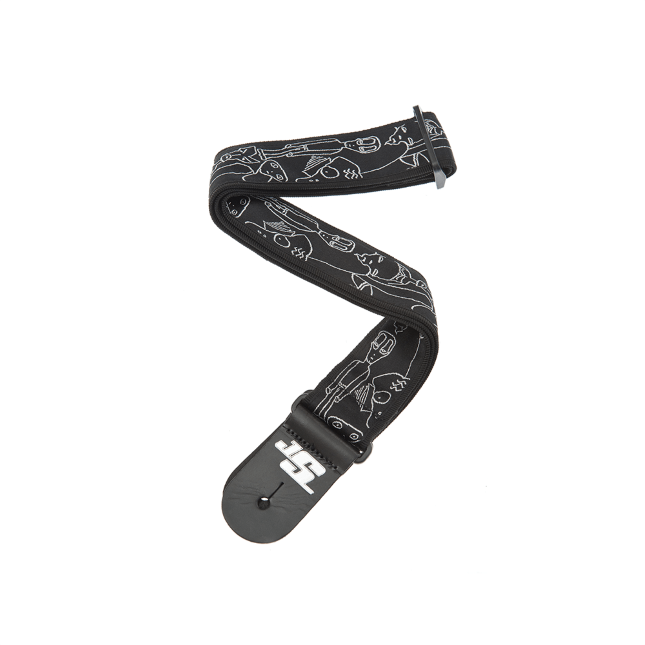 D'Addario Joe Satriani Guitar Strap, Silver Sketches