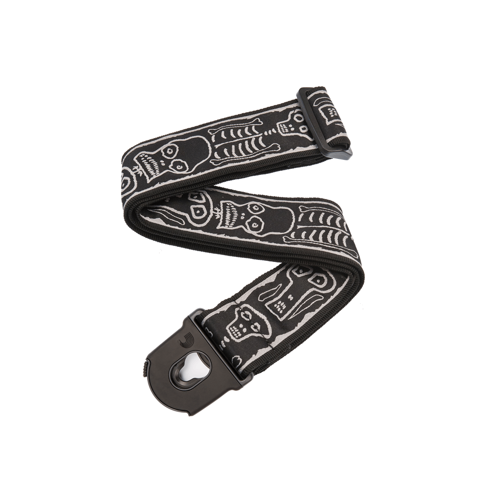 D'Addario Joe Satriani Planet Lock Guitar Strap, Skull N Bones
