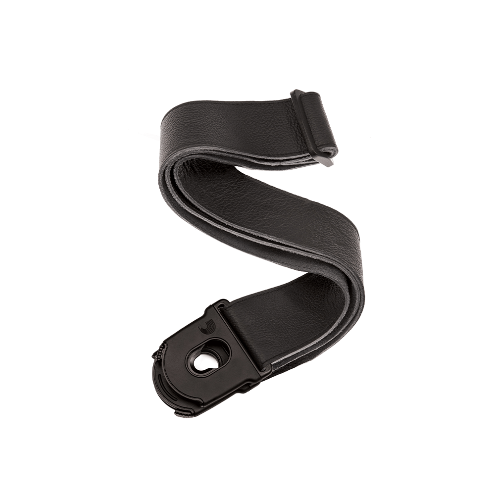 D'Addario Planet Lock Leather Guitar Strap, Black