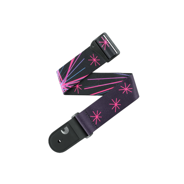 D&#39;Addario Outrun Polyester Guitar Strap, Neon Stars