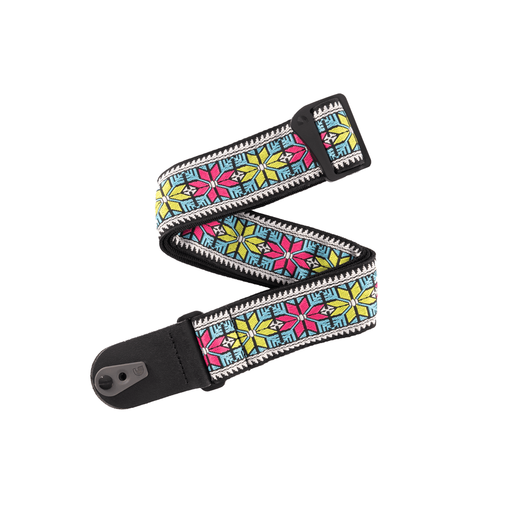 D'Addario Pad Lock Woven Guitar Strap, Parallel Flowers