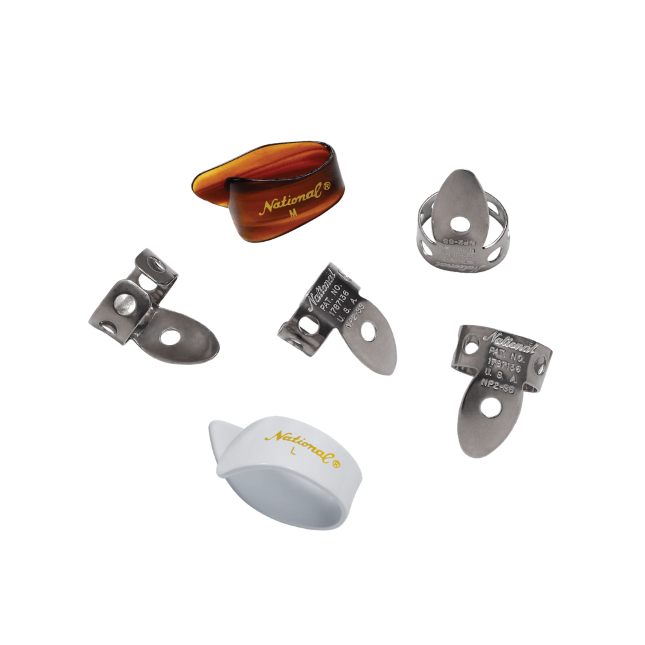 National Finger Picks, Stainless Steel and Celluloid Thumb Pick Bundle