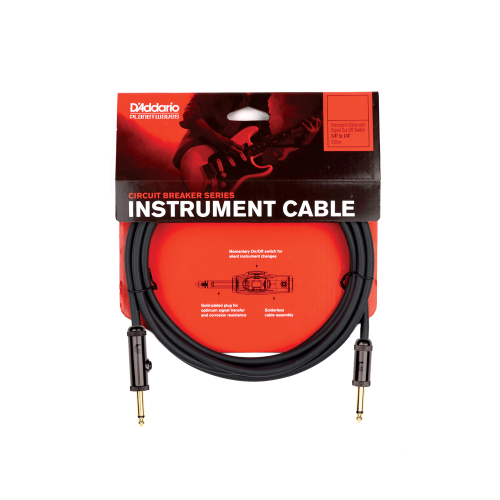 D'Addario Circuit Breaker Momentary Mute Instrument Cable, 10 Feet