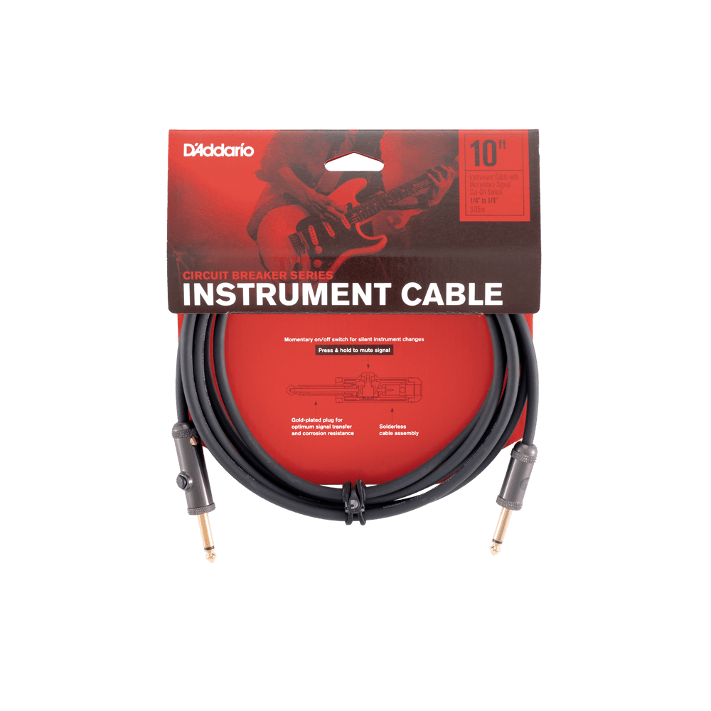 D'Addario Circuit Breaker Momentary Mute Instrument Cable, 10 Feet