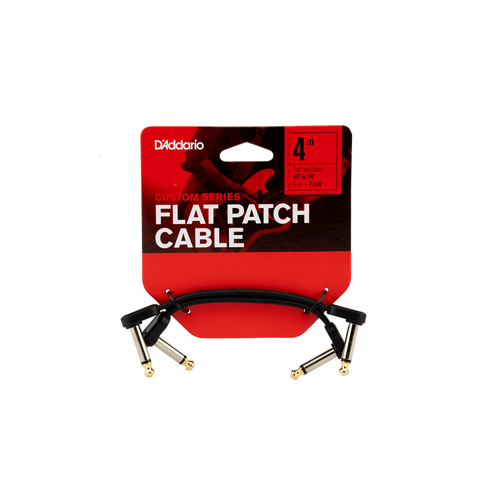 D'Addario Flat Patch Cable, 4in Right Angle, Twin PK