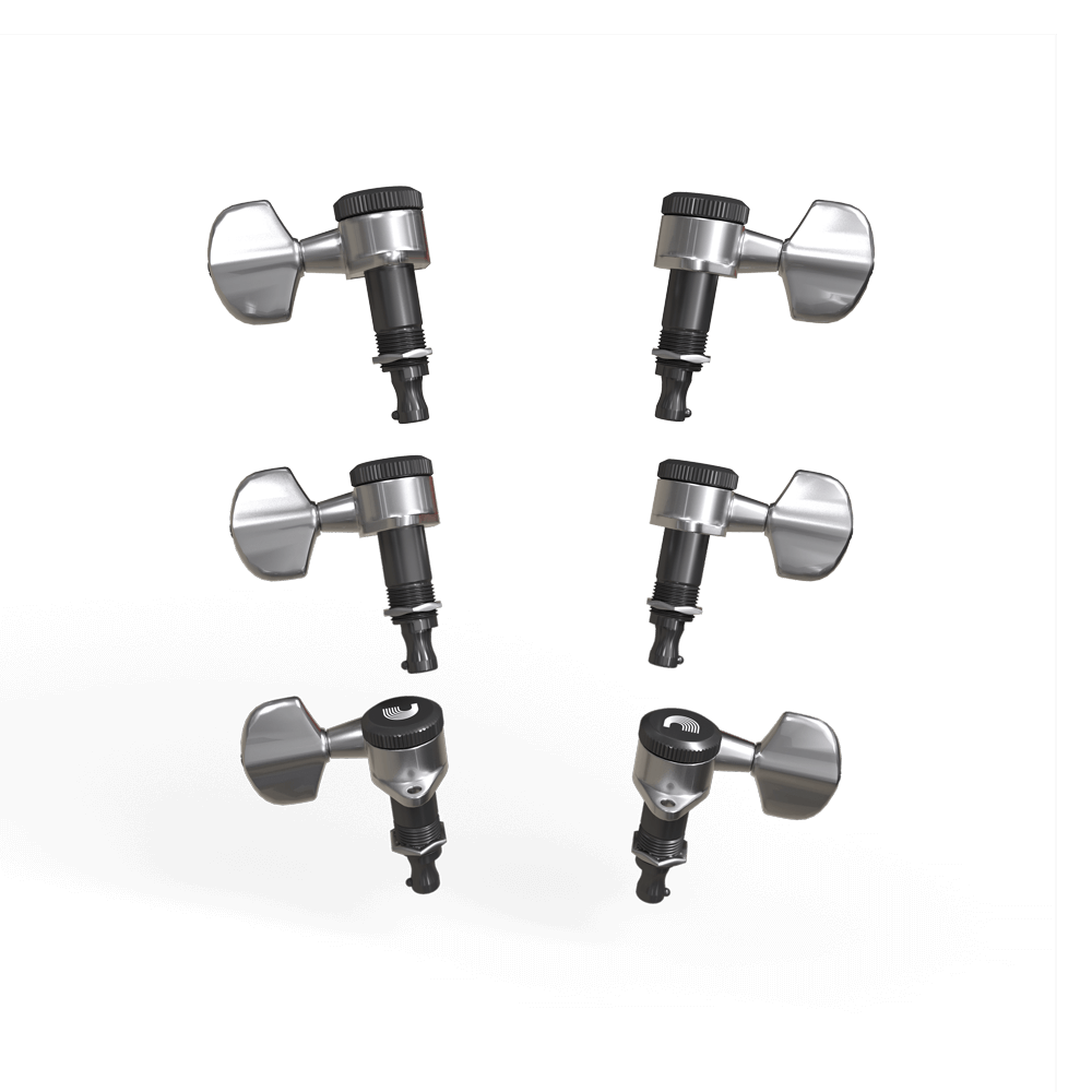 D'Addario Auto-Trim Locking Tuning Machines, 3 + 3 Setup, Chrome