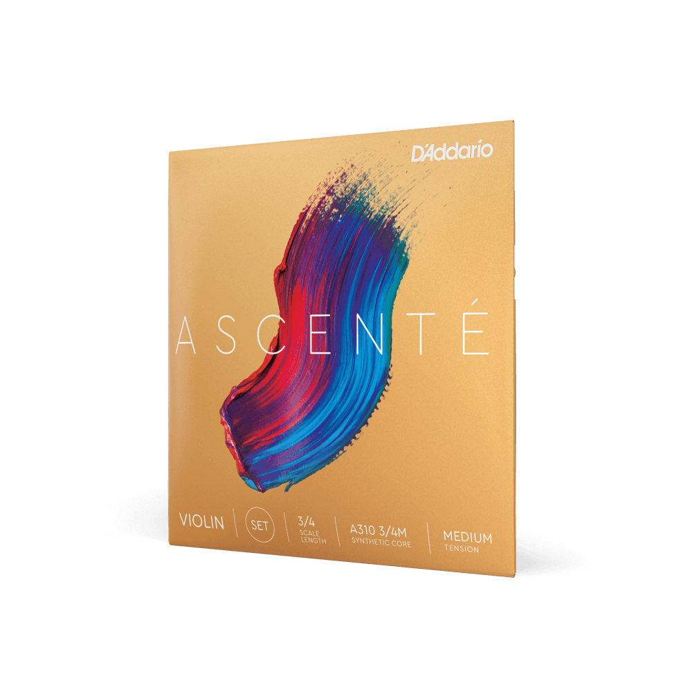 D'Addario Ascenté Violin String Set, 3/4 Scale, Medium Tension