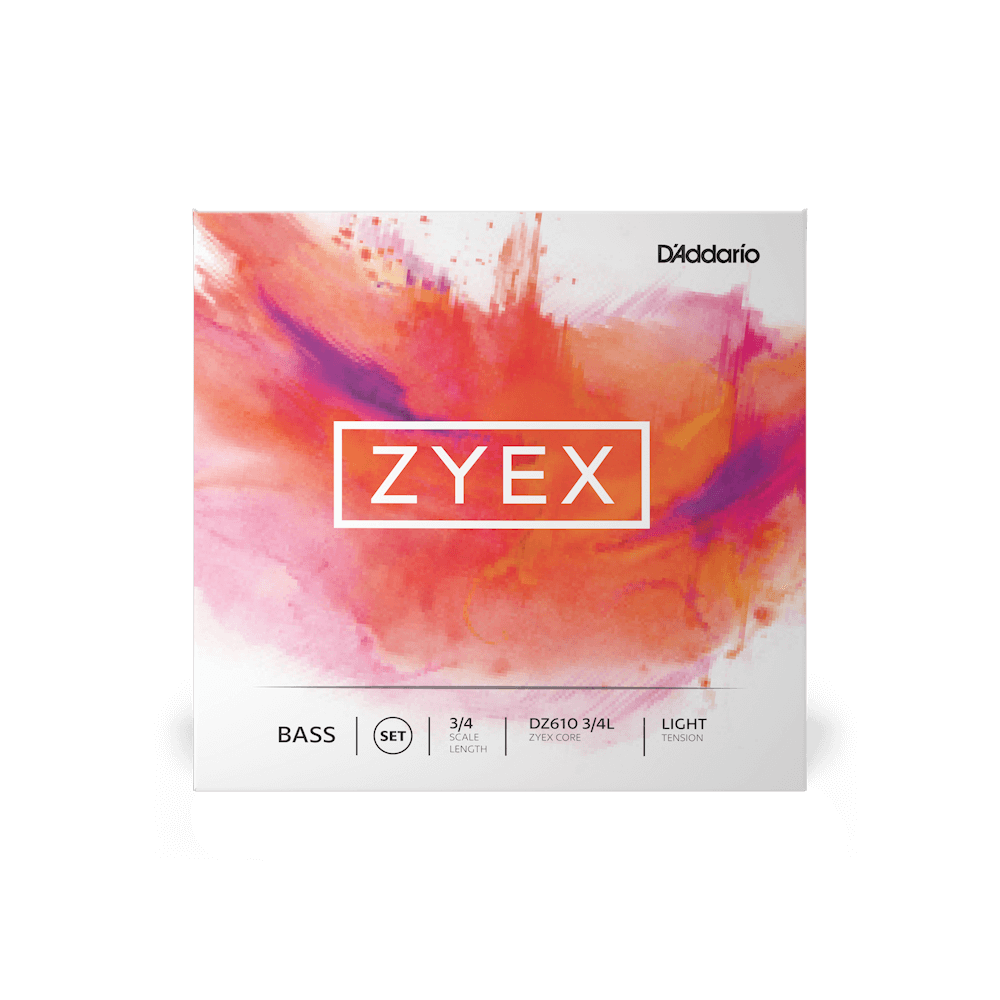 D'Addario Zyex Bass String Set, 3/4 Scale, Light Tension