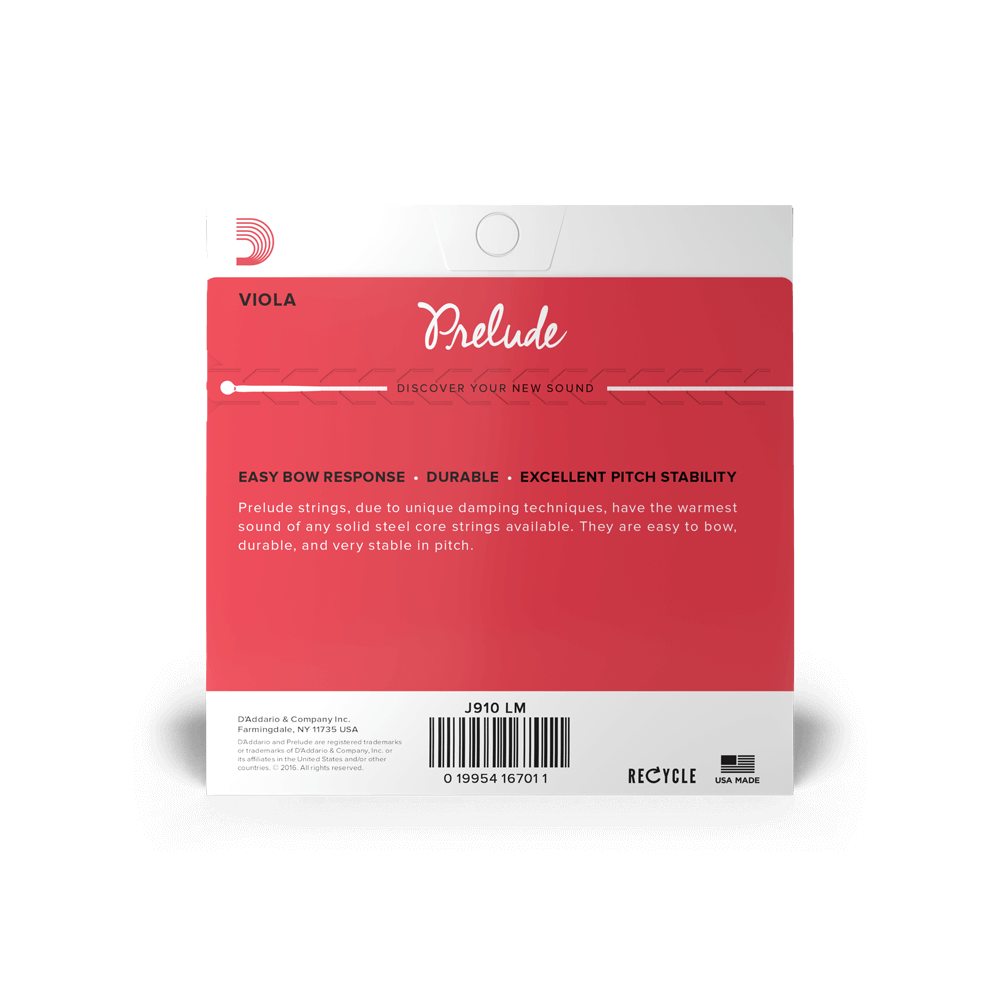 D'Addario Prelude Viola String Set, Long Scale, Medium Tension