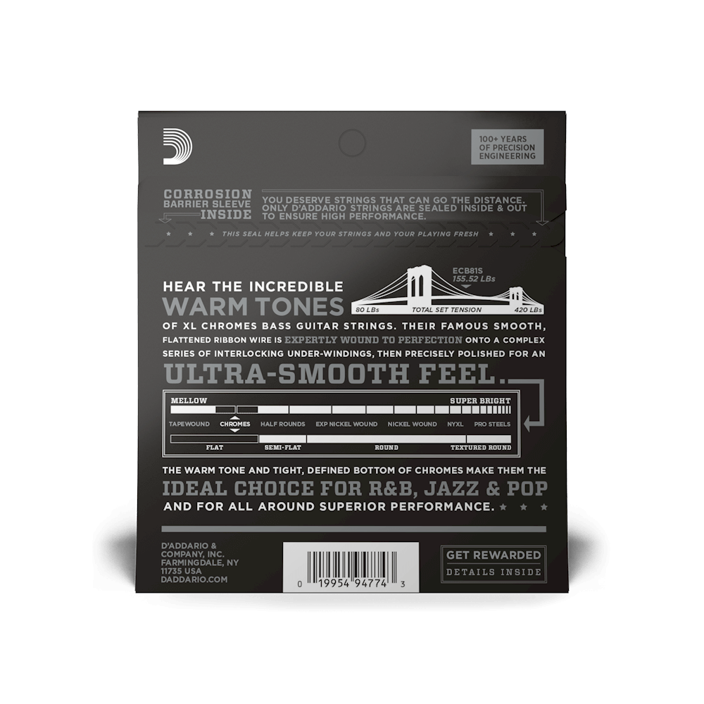 45-100 Regular Light, Short Scale, XL Chromes Bass Strings