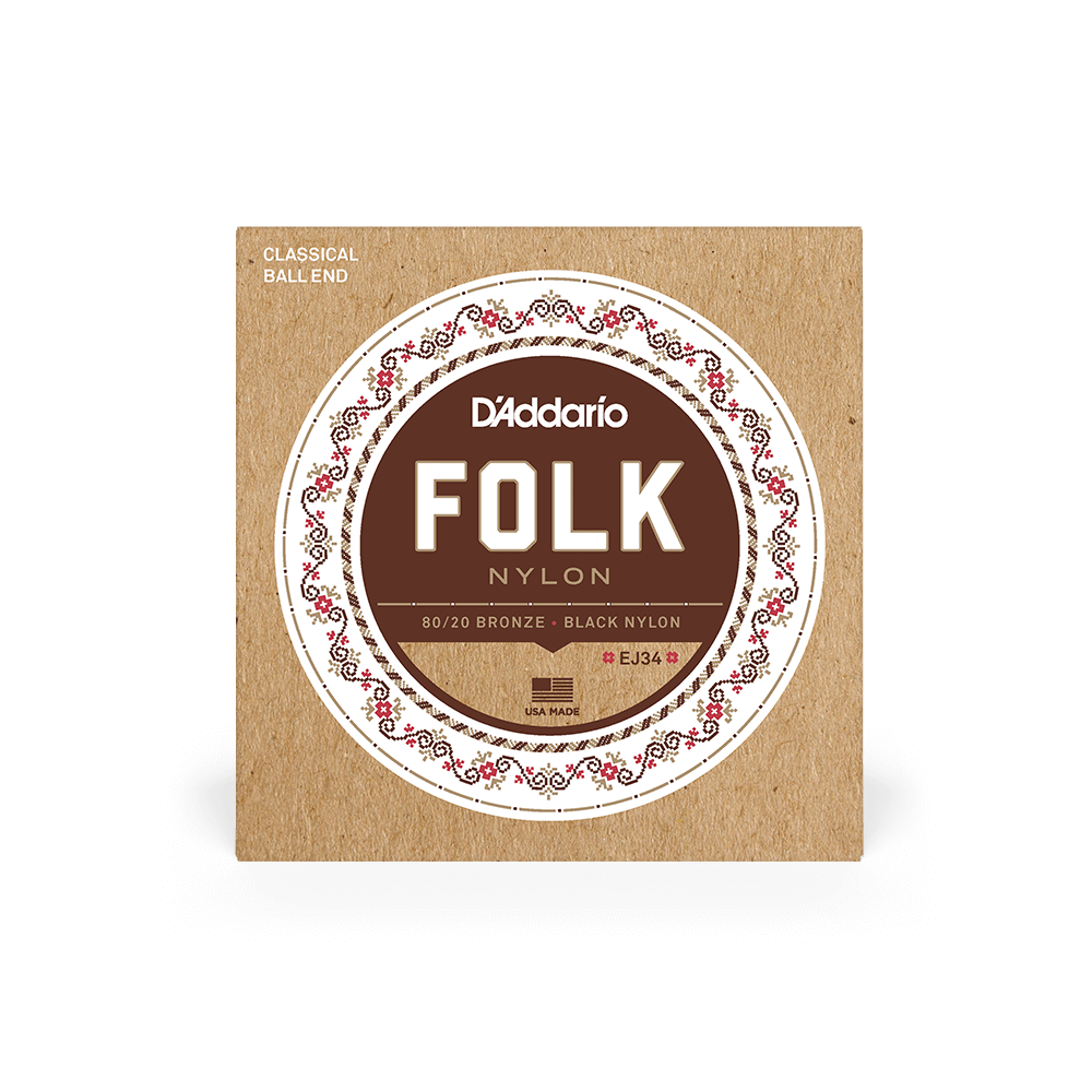 Normal Tension Ball End, 80/20 Bronze/Black Nylon, Folk Nylon Classical Guitar Strings