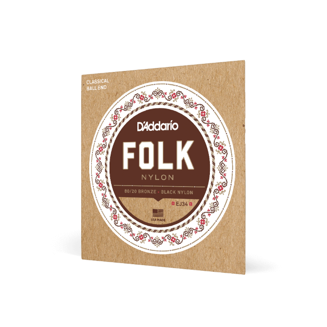 Normal Tension Ball End, 80/20 Bronze/Black Nylon, Folk Nylon Classical Guitar Strings