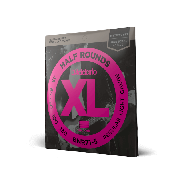 45-130 Regular Light 5-String, Long Scale, XL Half Rounds Bass Strings 