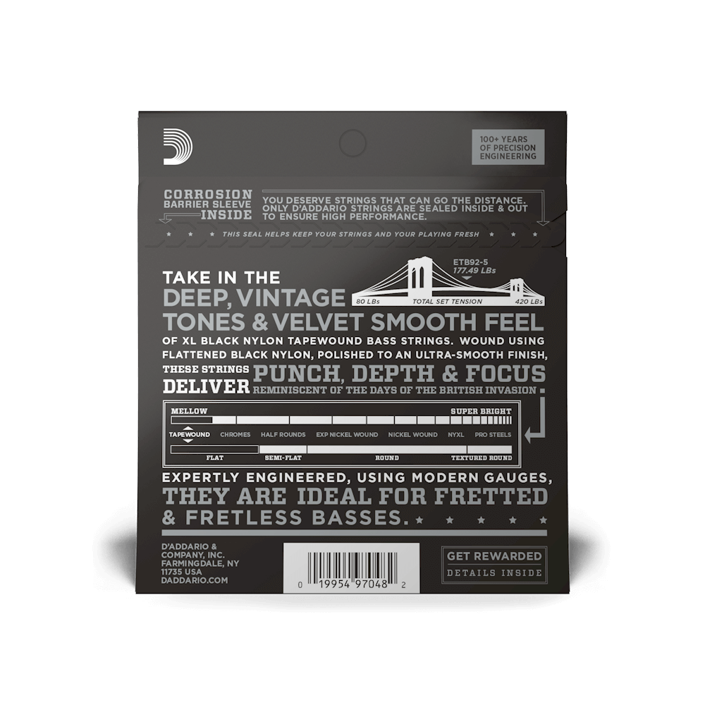 50-135 Medium 5-String, Long Scale, XL Nylon Tapewound Bass Strings