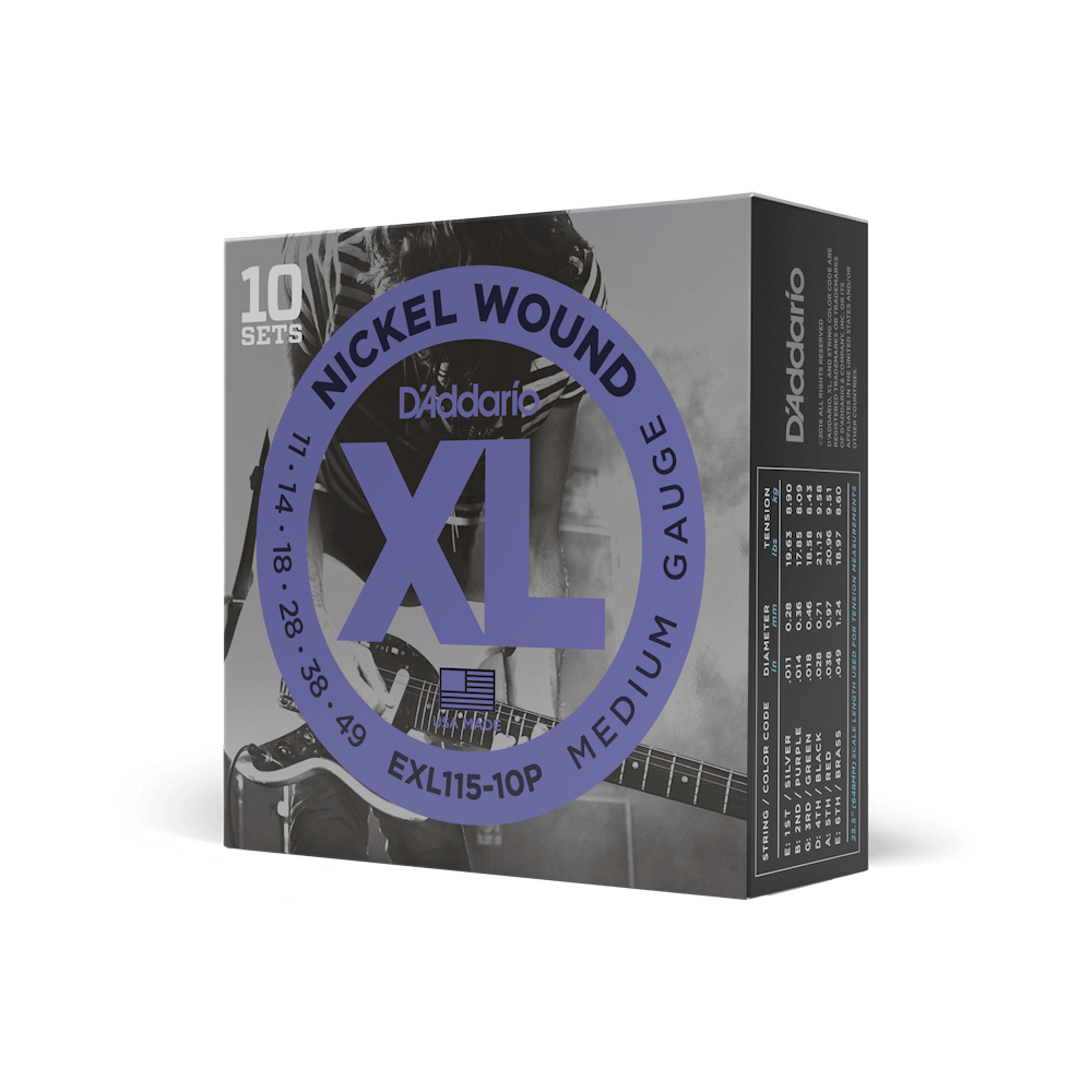 11-49 Medium, XL Nickel Electric Guitar Strings 10-Pack