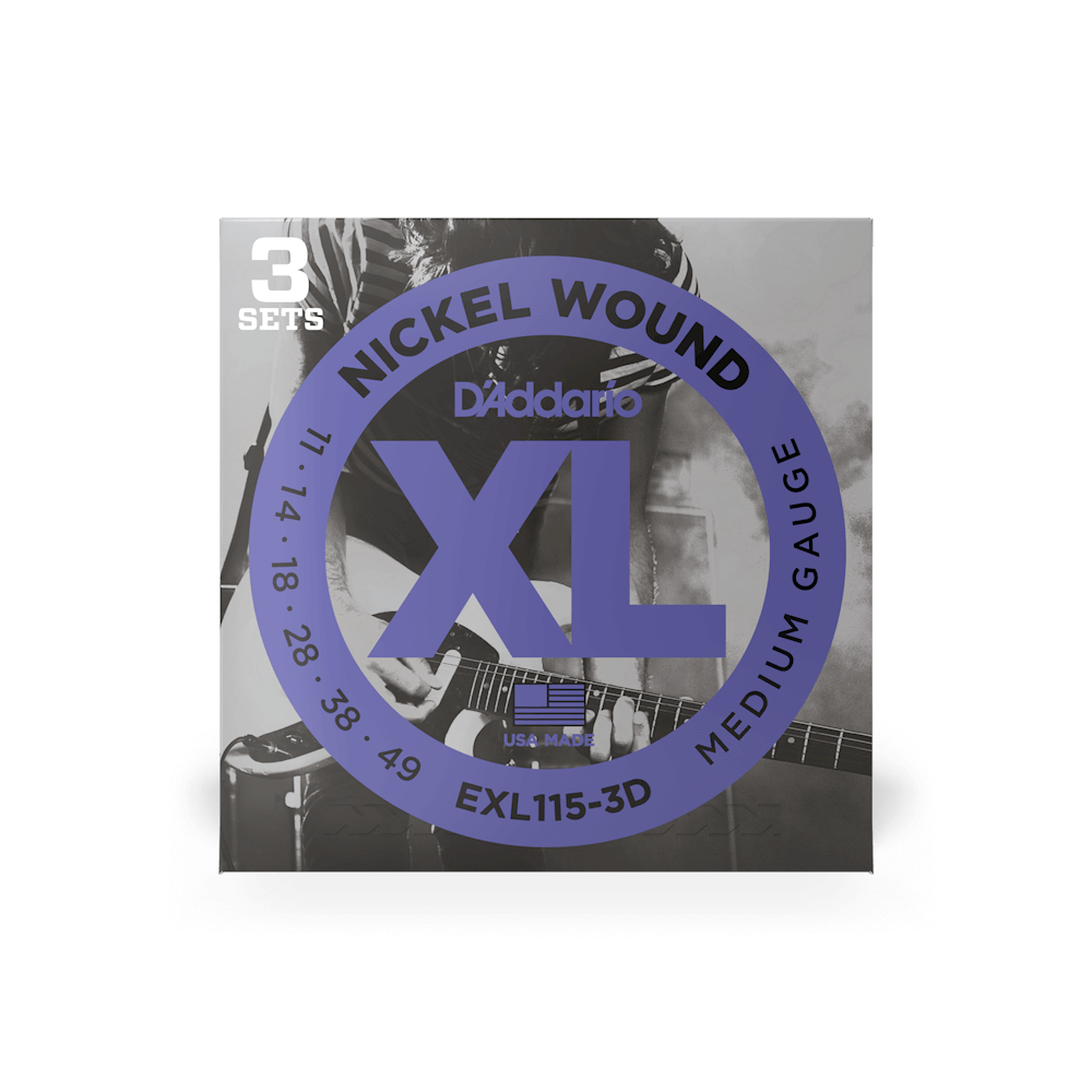 11-49 Medium, XL Nickel Electric Guitar Strings 3-Pack