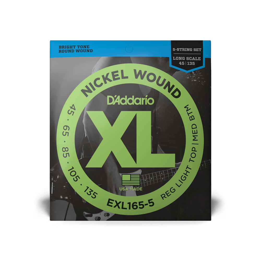 45-135 Regular Light Top/Medium Bottom 5-String, Long Scale, XL Nickel Bass Strings