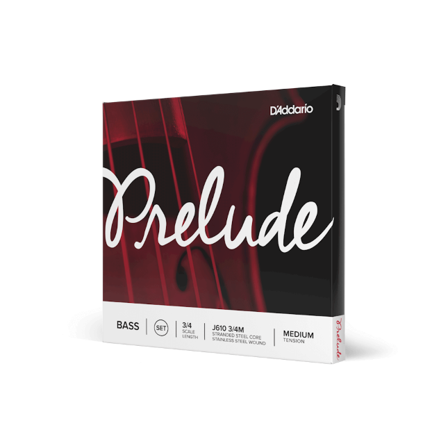 D&#39;Addario Prelude Bass String Set, 3/4 Scale, Medium Tension