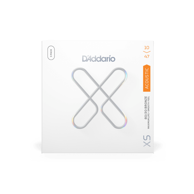 10-47 Extra Light, XS 80/20 Bronze Coated Acoustic Guitar Strings 3-Pack