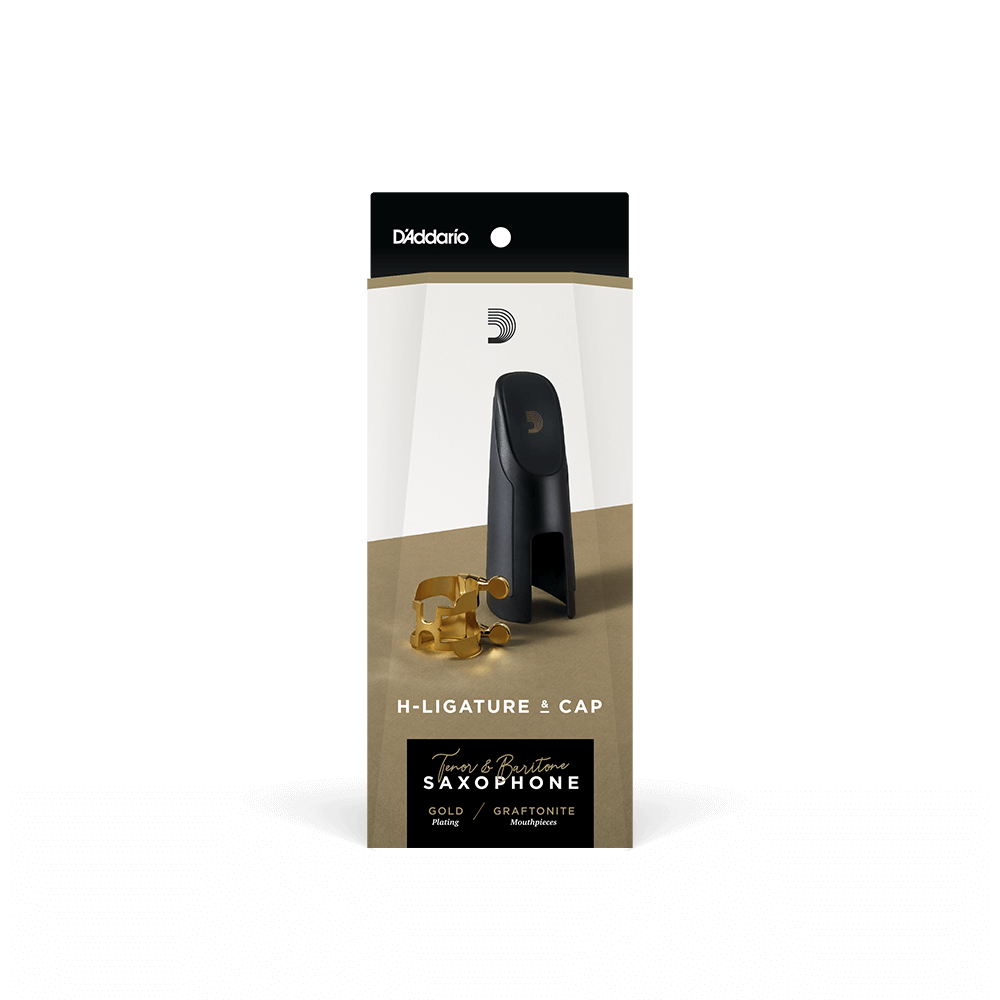 D'Addario H-Ligature & Cap, Tenor/Baritone Saxophone (Graftonite/Metalite Mouthpieces), Gold