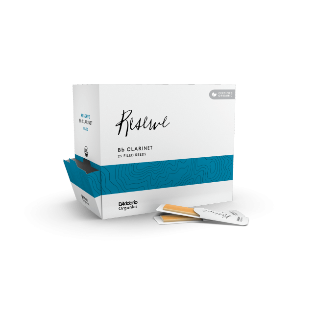 D&#39;Addario Organic Reserve Bb Clarinet Reeds, Strength 2.0, Individually-Sealed, 25-Pack